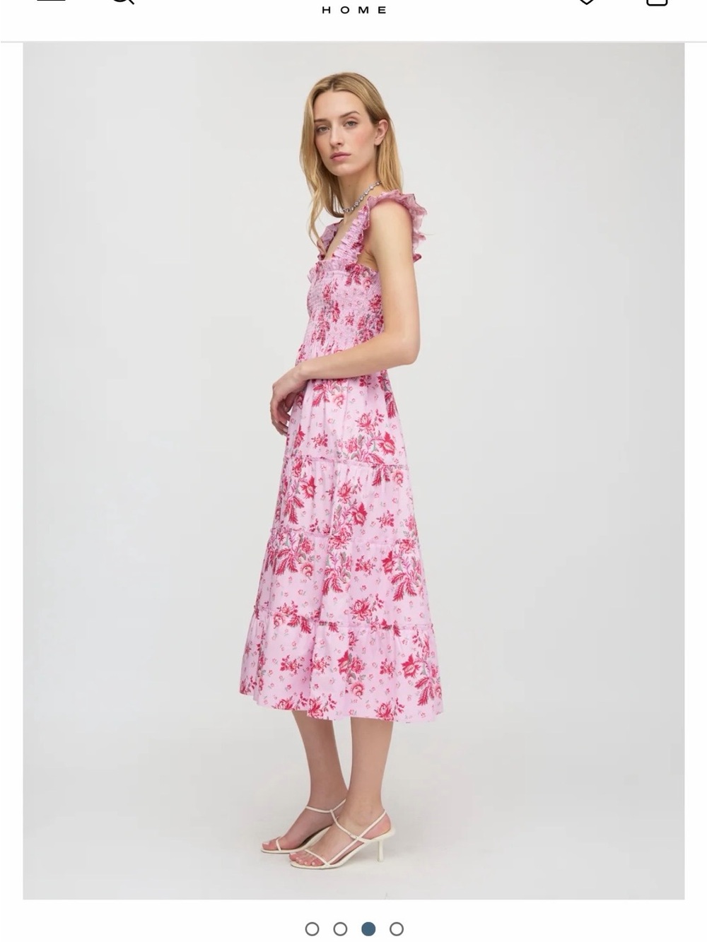 Hill House - The Ellie Nap Dress - Pink Floral Block Stripe Size L - Picture 4 of 5